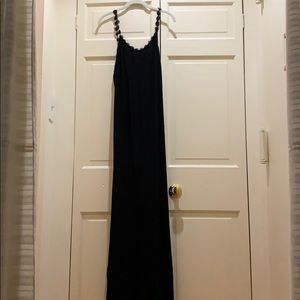 Reformation Black Open Back Gown - Floral straps